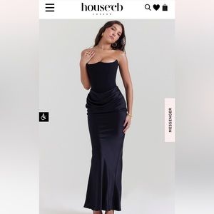 House of CB Dress- PERSEPHONE -BLACK STRAPLESS CORSET DRESS- Size small